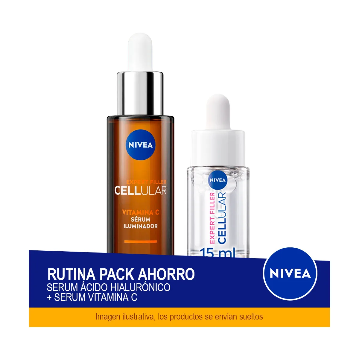 NIVEA CELLULAR Rutina Pack Ahorro - Contiene Serum Ácido Hialurónico + Serum Vitamina C