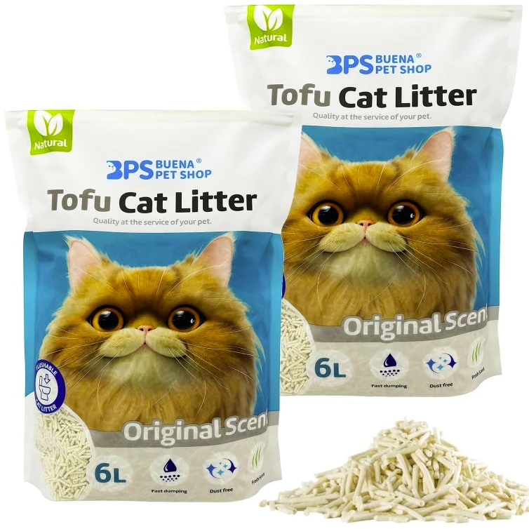 Tofu cat agglomerating sand | Original | 6L/12L BPS made with ingredients of vegetable origin cat litter with smell Control cat litter suitable to be discarded in the toilet Biodegradable sand | Cat Pellets