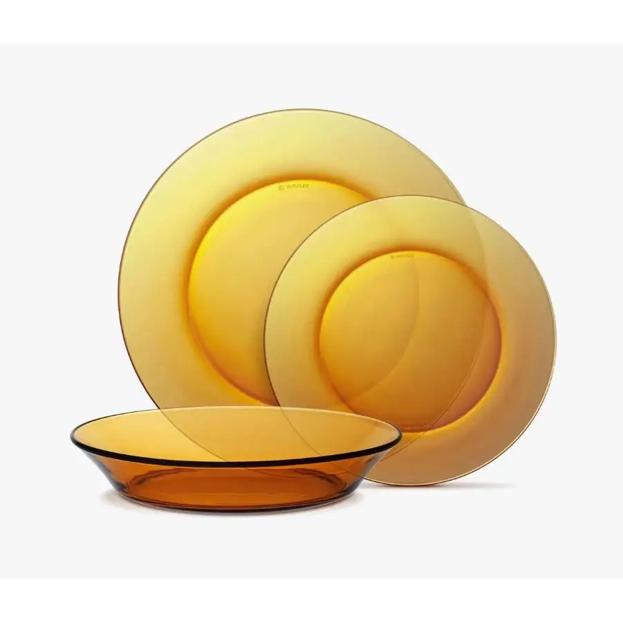 Duralex - Duralex Lys 12-Piece Tableware Set, includes 4 dinner plates (Ø 23.5 cm), 4 dessert plates (Ø 19 cm), and 4 deep plates (Ø 19.5 cm), made of glass, dishwasher and microwave safe, perfect for complete tableware needs.