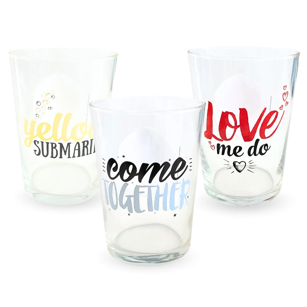 The Beatles Collection of 6 Glass glasses 50cl exclusive iconic songs 500ml Singles collection Here Comes The Sun Love me do Come Together Let it be Yellow underwater Hey Jude official product for collectors