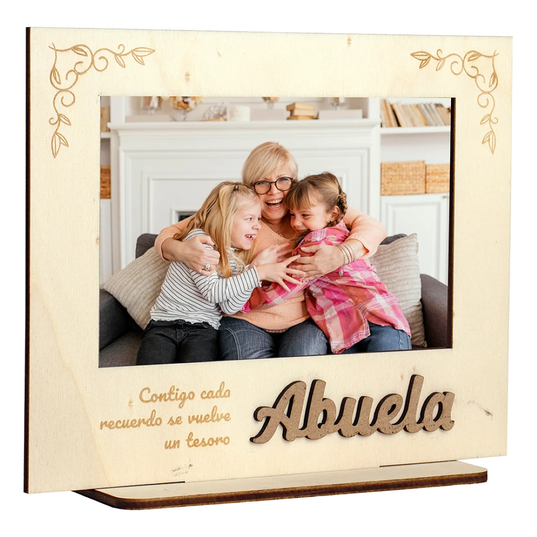 Demark - Marco de Madera para Abuela "Contigo cada recuerdo se vuelve un tesoro" con Relieve y Peana - Modelo KA668