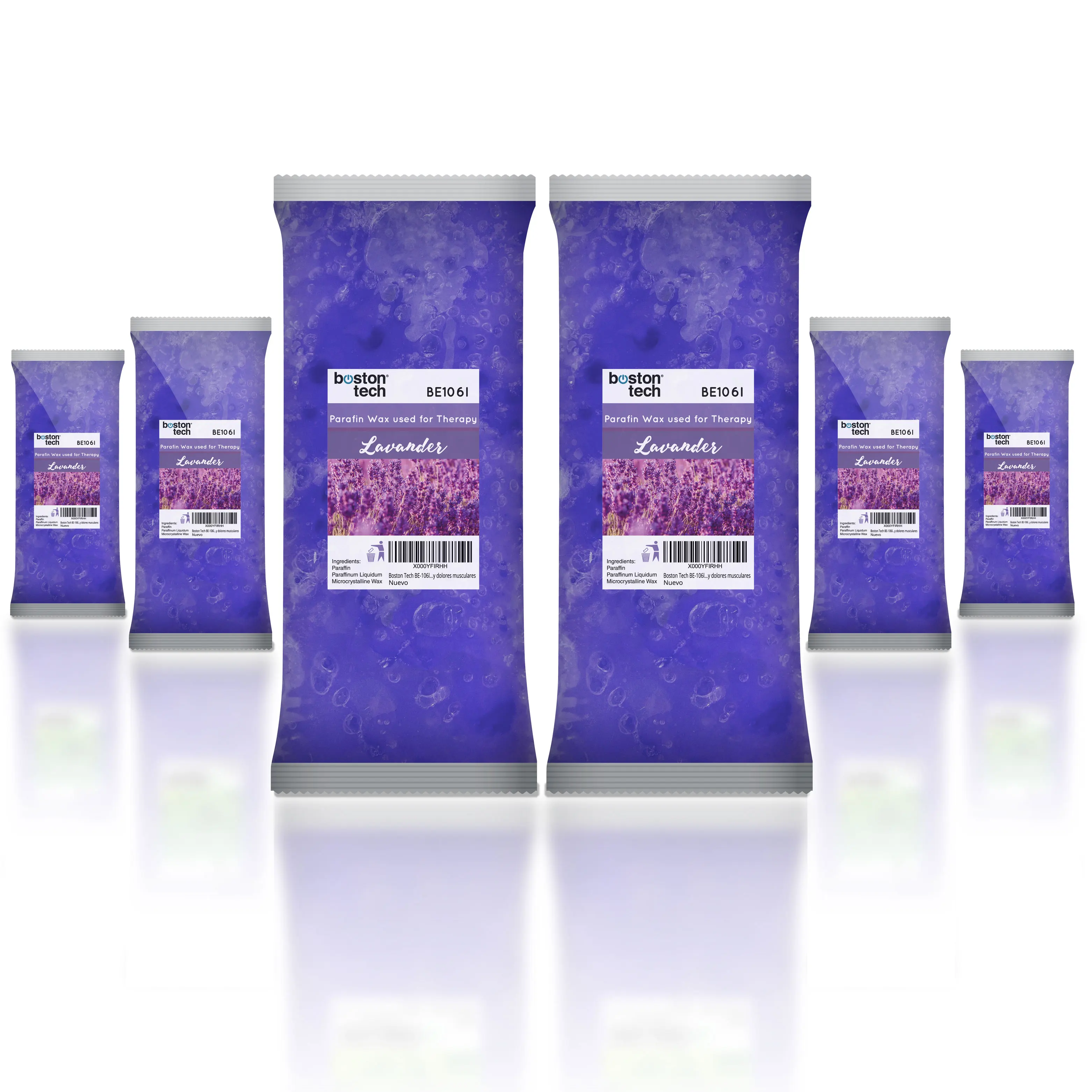 Boston Tech Be-106l - Cera de Parafina con Aroma a Lavanda para Tratamiento de Manos y Pies. Paquete de 6 Bloques
