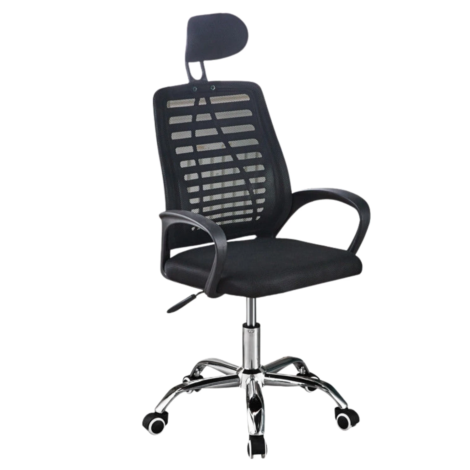 LUTODY - Desktop office chair with adjustable headrest, gaming, breathable and ergonomic latex mesh backrest with nylon lining, lever for adjusting height, armrests, 360 swivel wheel °   And metal base. #1