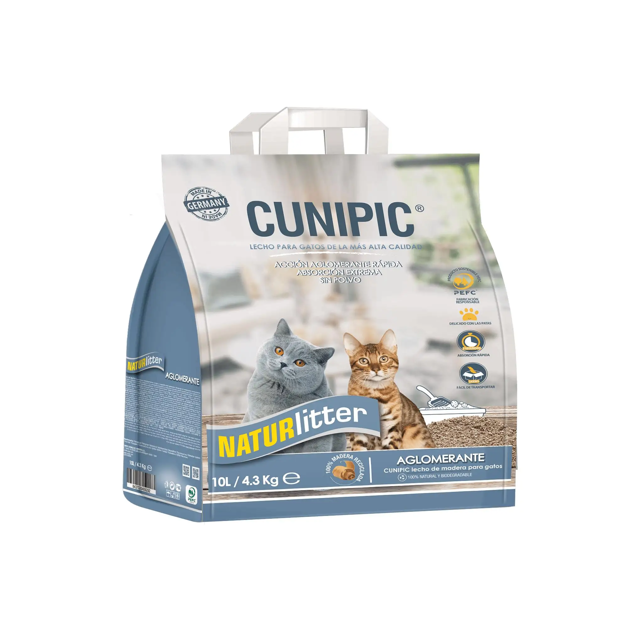 Cunipic Naturlitter lecho natural para gatos aglomerante de madera 10L (4,3kg)