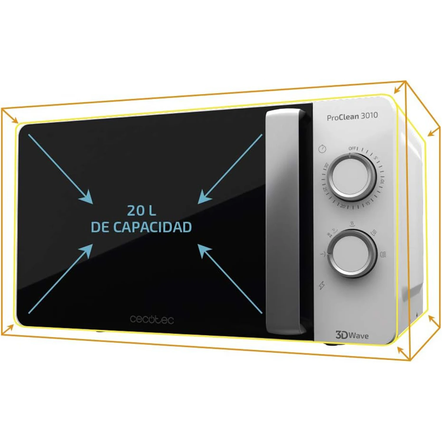 Cecotec proclean microwave 3010 20l 700w-ready2clean coating-3DWave technology-timer 30min - 6 power levels-defrost mode