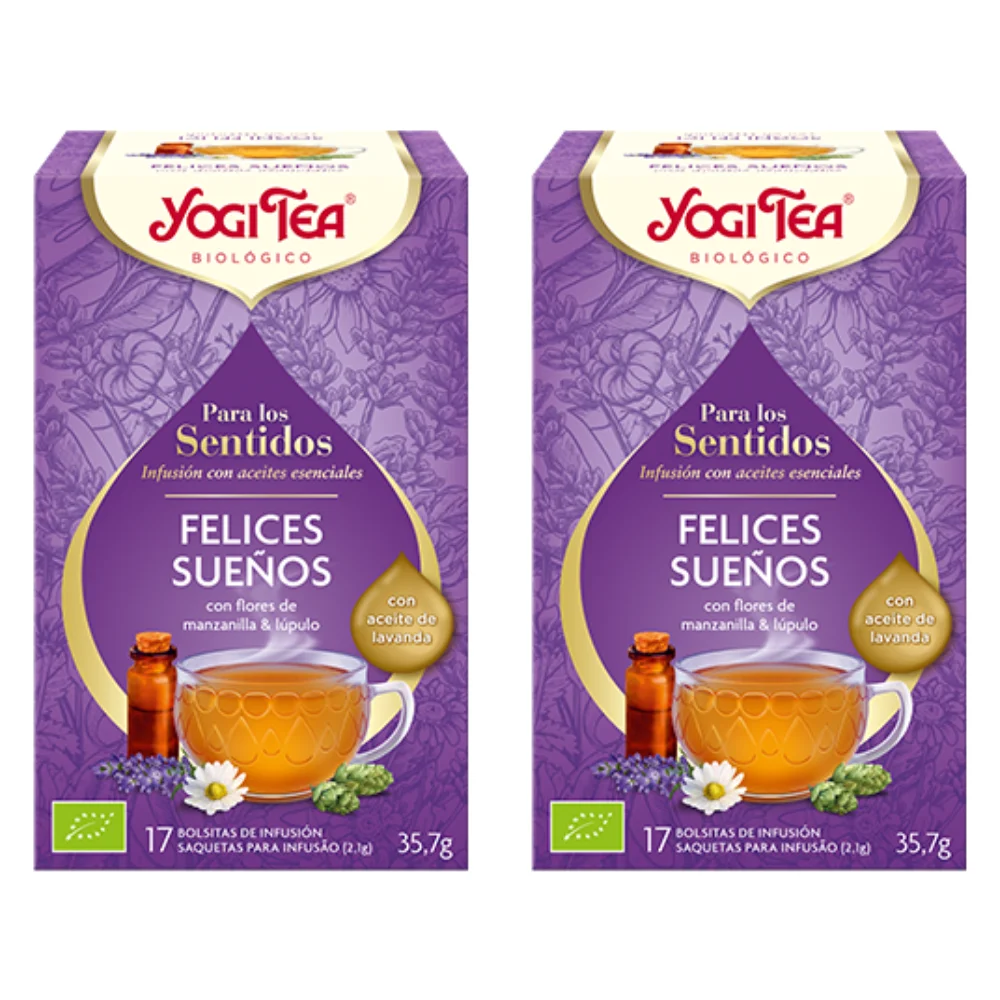 Té Felices Sueños Para los Sentidos  Packs 2  Toma una respiración profunda y disfruta de una noche tranquila  17 bolsitas de infusión  YogiTea