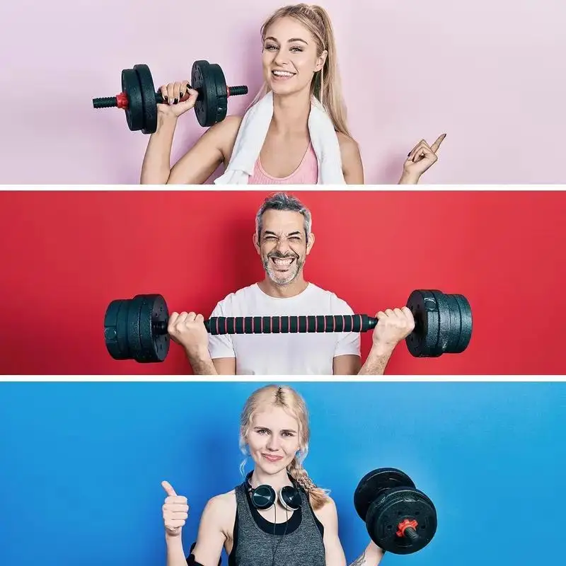 Decodeko adjustable kettlebell dumbbell set with adjustable straight bar and non-slip dumbbells and bar with plates. #4