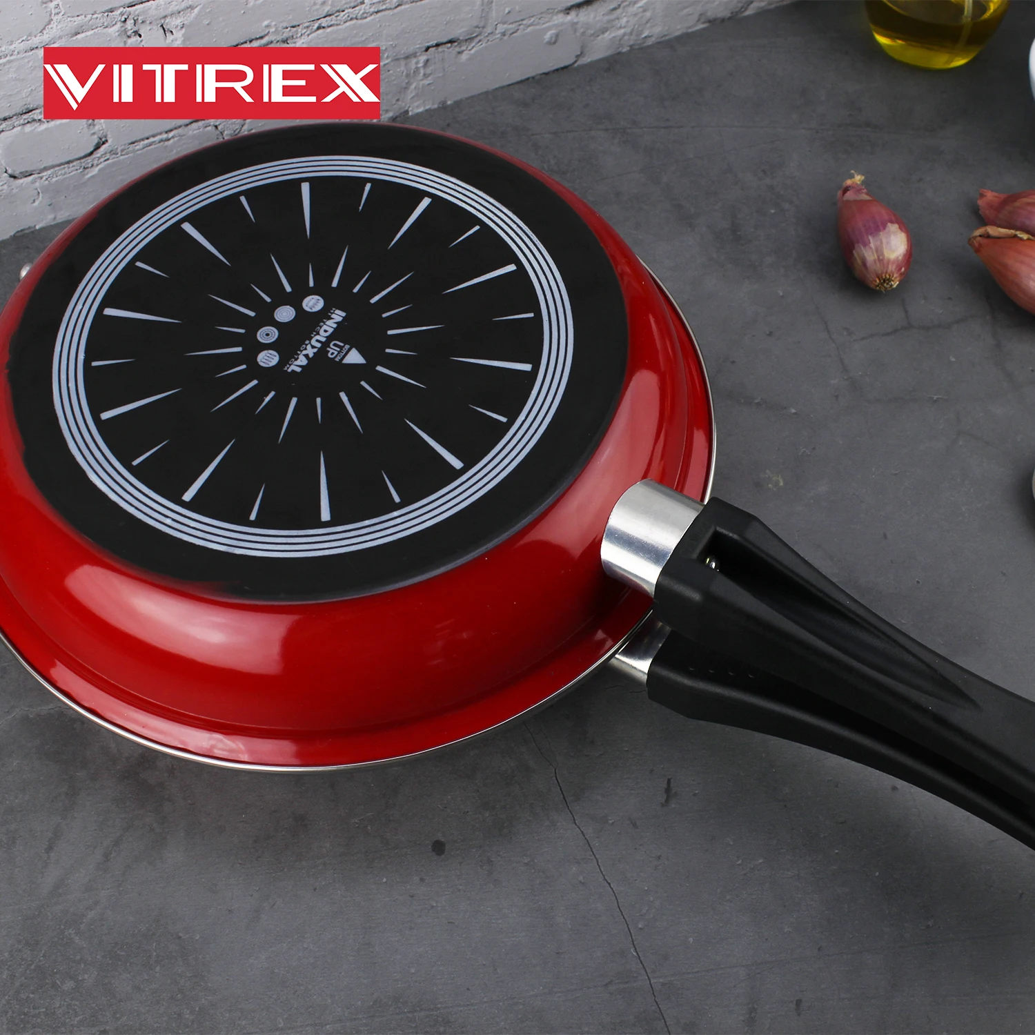 VITREX®Marseille Duo double tortilla pan, omelet pan, Ø 24 cm, red color, non-stick double layer, vitrified steel, for all kinds of cookers, including induction, dishwasher safe