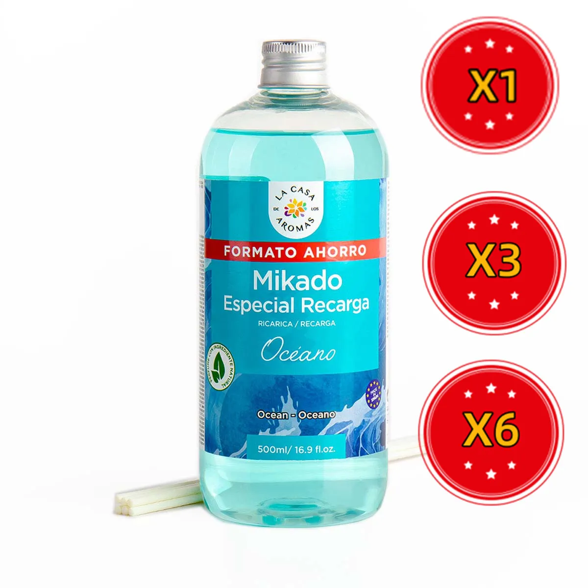 Plushome Ambientador Mikado Repo Aromatizante en Varillas - Variedad de Esencias - Canela, Azahar, Canela Naranja, Frutos Rojos - 250ml, 500ml y 1L