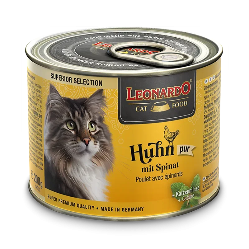 Leonardo Superior Selection Pollo con Espinacas | Latas para Gatos | Comida Húmeda para Gatos