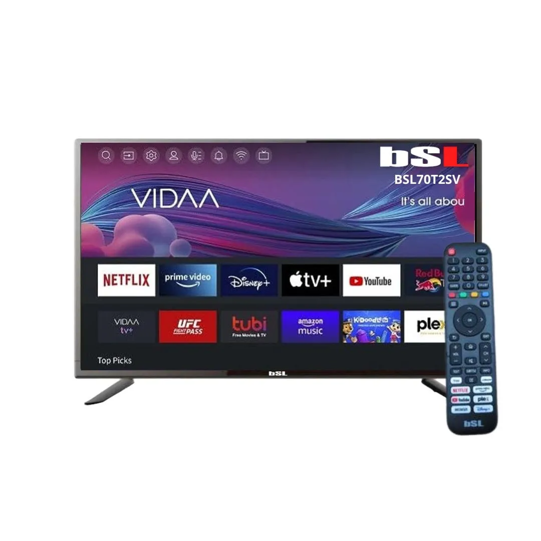 BSL-70T2SV VIDAA Smart TV 70 inch WiFi RJ45 resolution UHD 3840X2160p USB DVBT2/S2/C Compatible with Youtube, Netflix, Disney +, Dazn, Prime HDMI [energy efficiency class E]