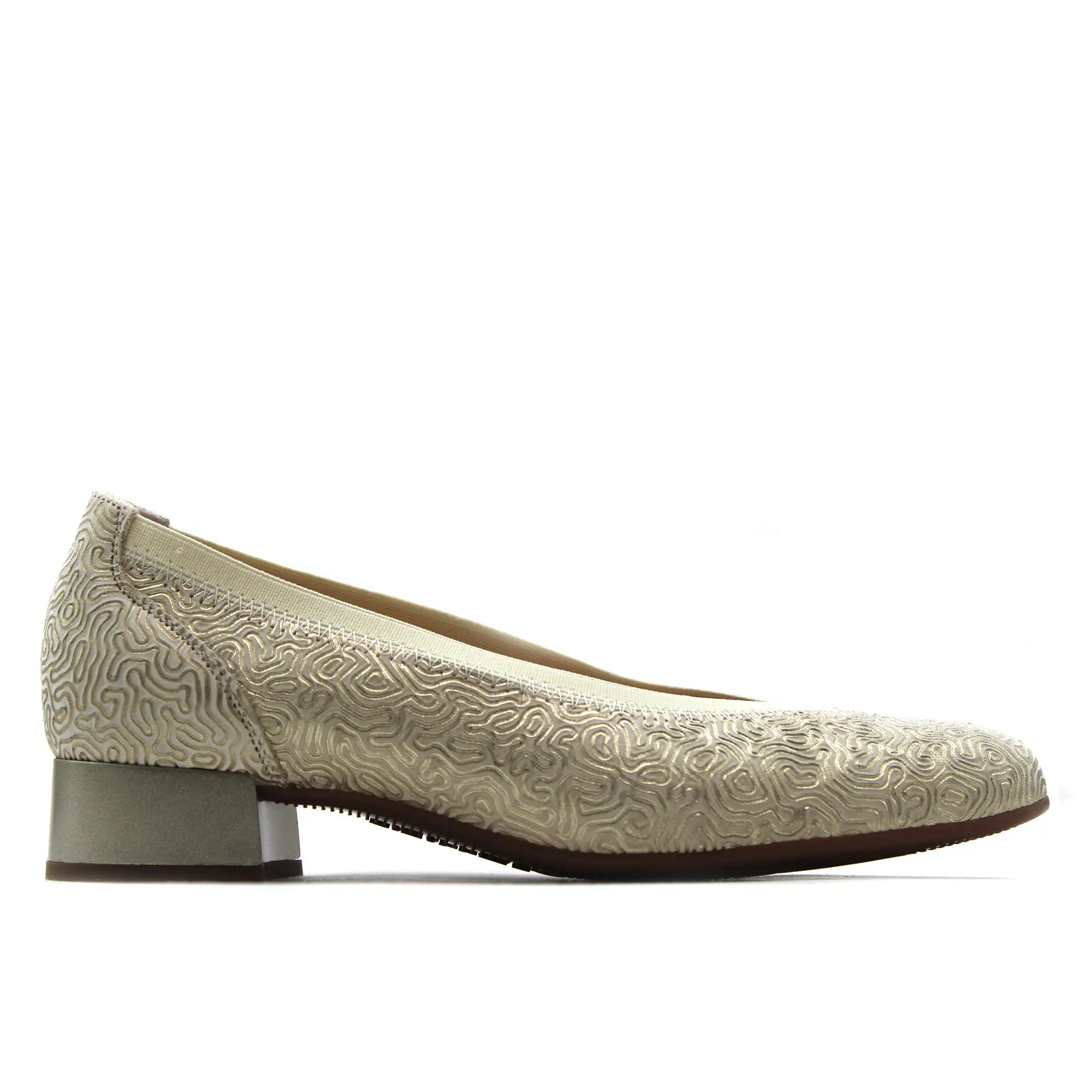 PITILLOS 11122 Zapato de tacón cuadrado,bajo,clásico,salón,borde elástico,suela de goma,hecho en piel para señora