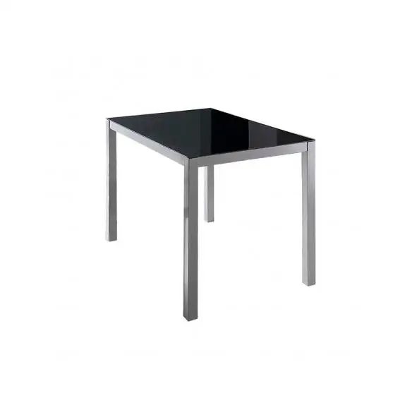 MOMMA HOME Mesa Fija Rectangular Negra - Modelo Melbourne - Material Cristal Templado/Metal - Medidas 110 x 75 x 75 cm Raíz Mesas de Cocina Inicio Mue