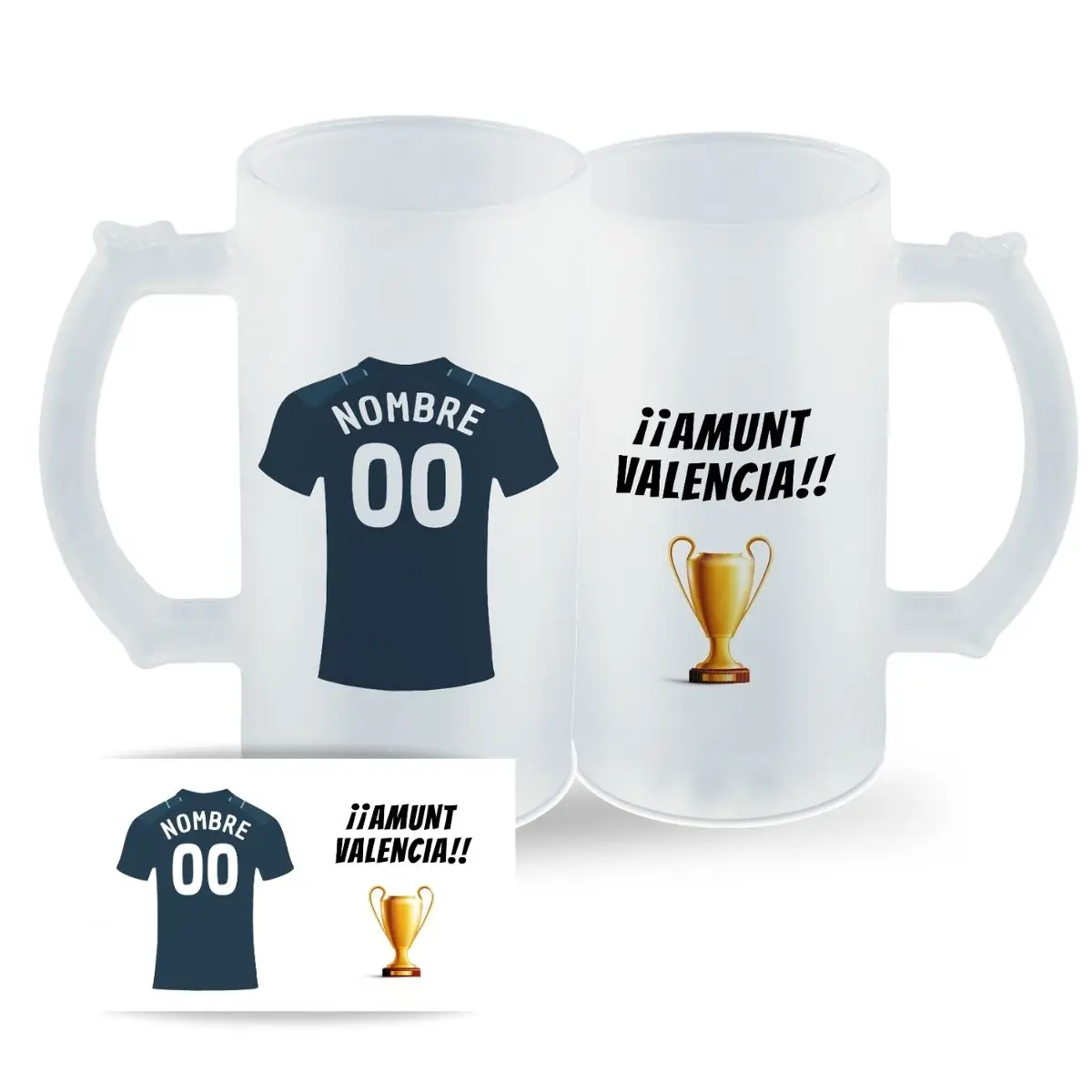 DEREGALOOS Jarra de Cerveza de Fútbol Personalizada del F.C. Valencia para forofos y aficionados