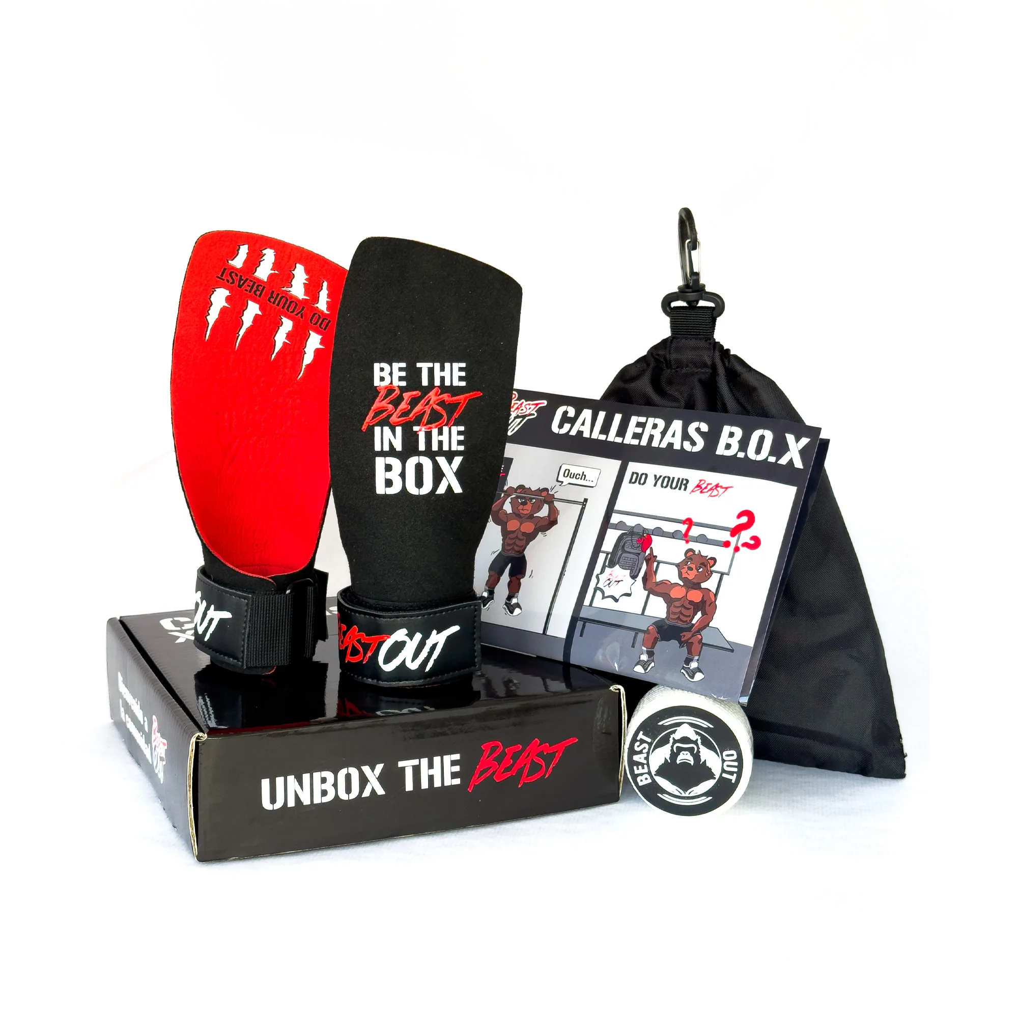 Calleras BeastOut para CrossFit - Kit Completo con Bolsa de Transporte, Callera B.O.X y Tape de Regalo - Protección y Comodidad para CrossTraining y Halterofilia - Ideal para Hombres y Mujeres - Un %