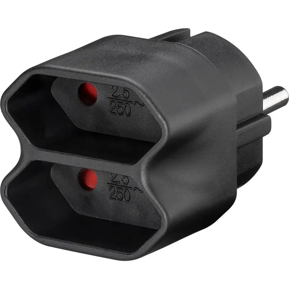 Goobay NK 002 Adaptador de enchufe eléctrico Tipo C (Europlug) Negro
