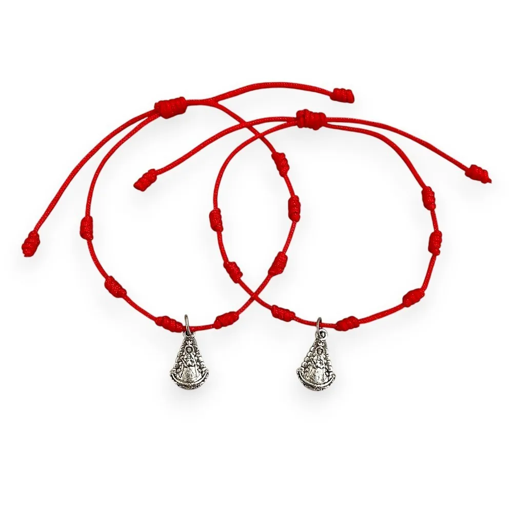 Set 2 Pulseras Virgen Rocío con nudos en hilo rojo marca AVANCY