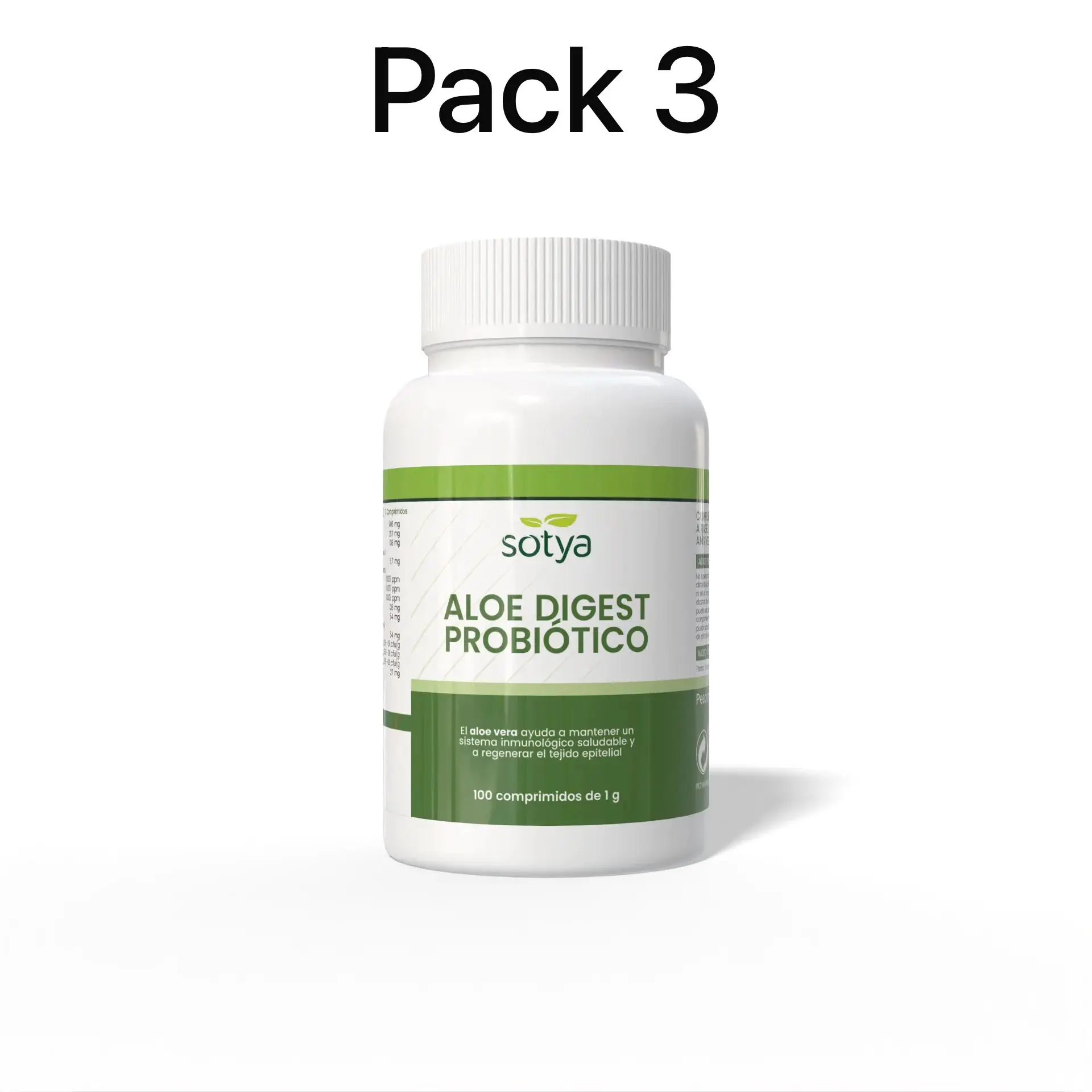 Pack 3 Aloe Digest Próbiotico 100 comprimidos de 1g sotya