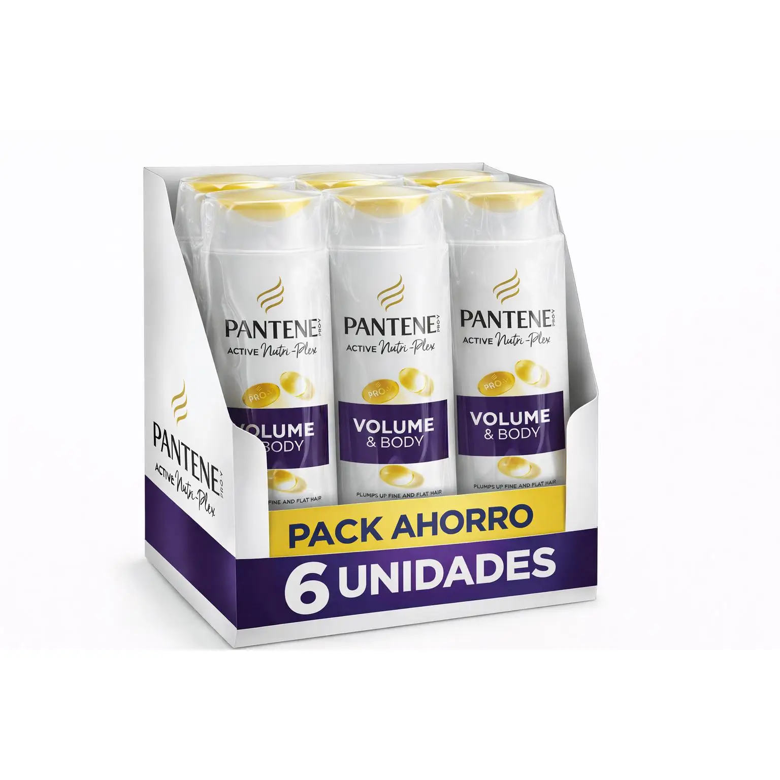 Pantene Pro-V Volume & Body Champú – Pack Ahorro 6 Unidades – Cabello Fino y Lacio
