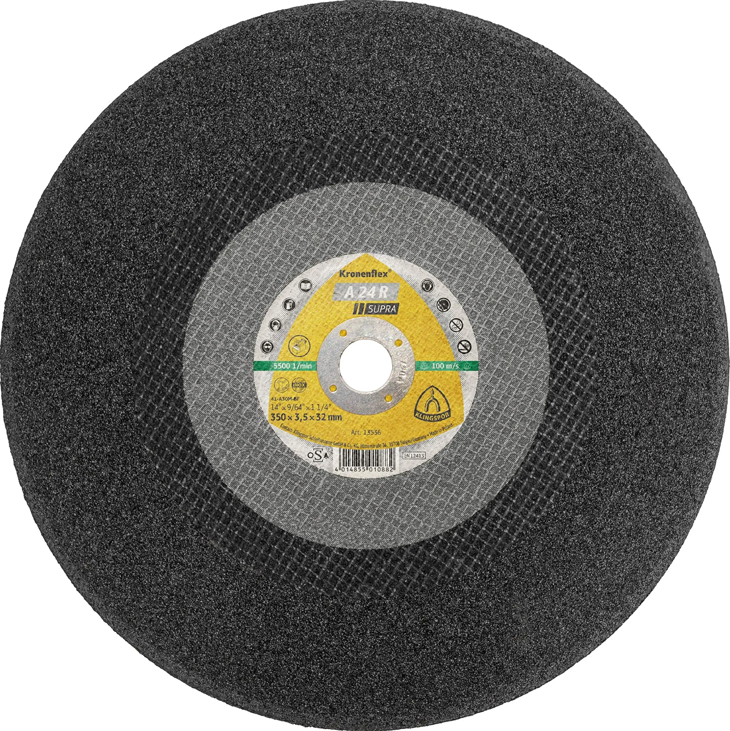 K.tarcza met 350mm x 3.5mm x 25.4mm a24r supra mini grinder discs, 100 m/s speed, 5500 RPM, suitable for steel, packaged in sets of 10.