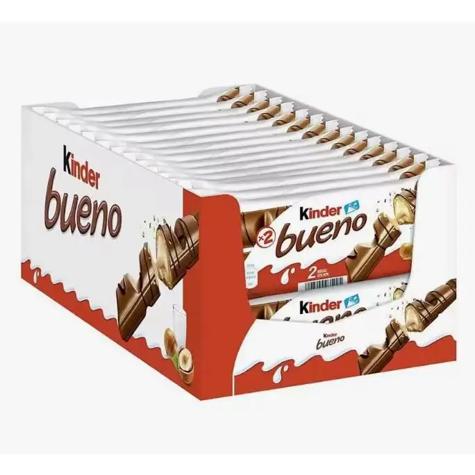 Kinder Bueno - Barras de chocolate con relleno cremoso de leche y avellanas 30 Unid. * 43 Gr