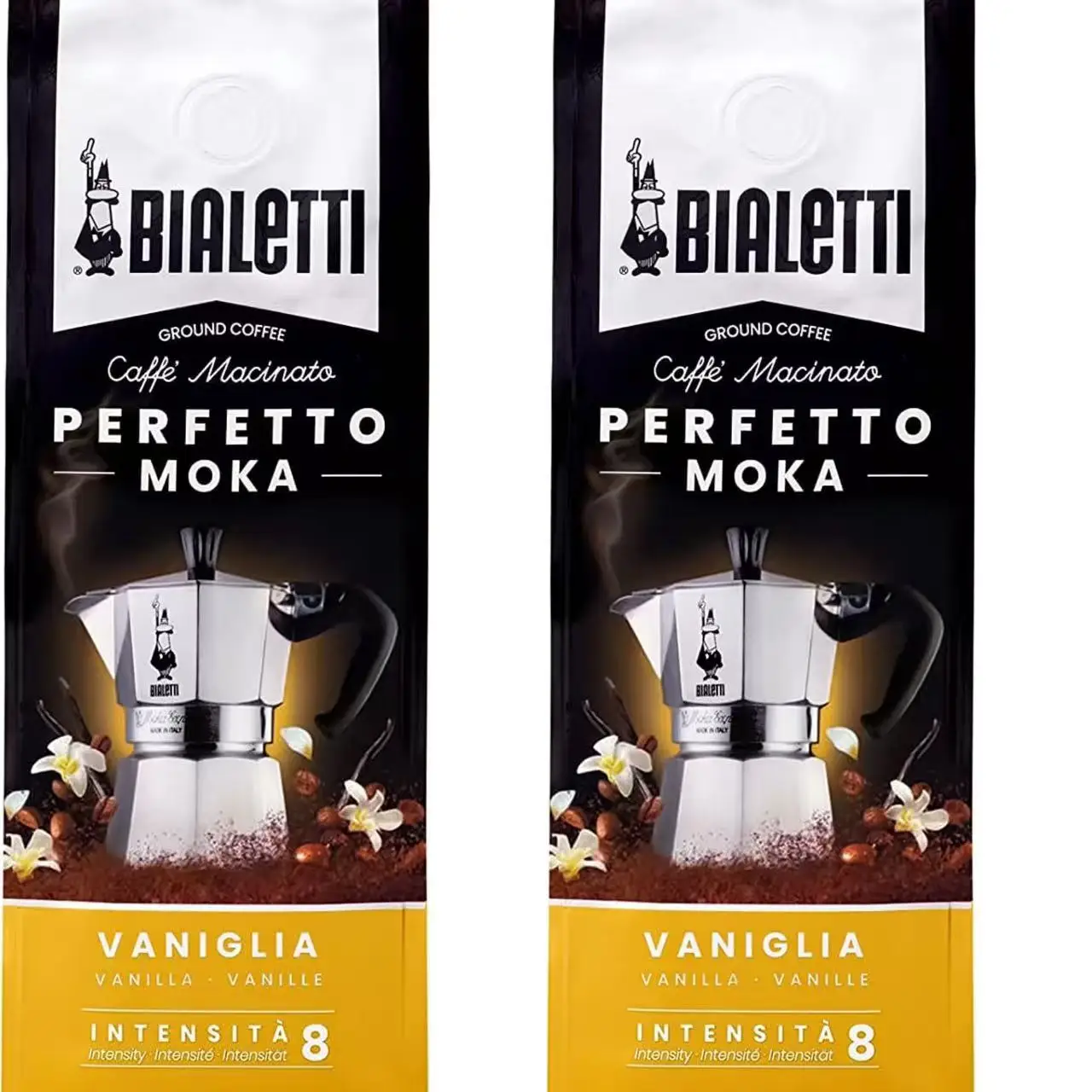 Bialetti - Perfetto Moka Vanilla Café Molido 250 g x 2 -Bialetti - Perfetto Moka nocciola Café Molido 250 g x 2