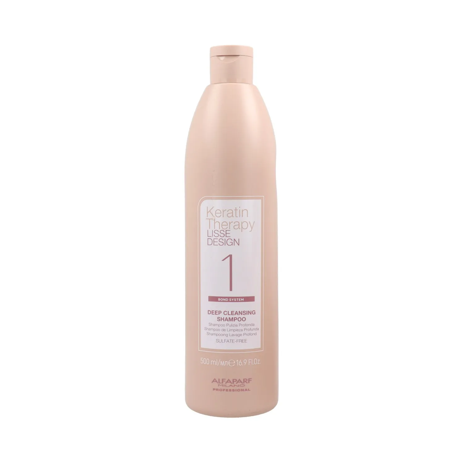 Alfaparf lisse design keratin therapy 1 deep cleansing champú 500 ml, champú de mantenimiento especifico alisado.