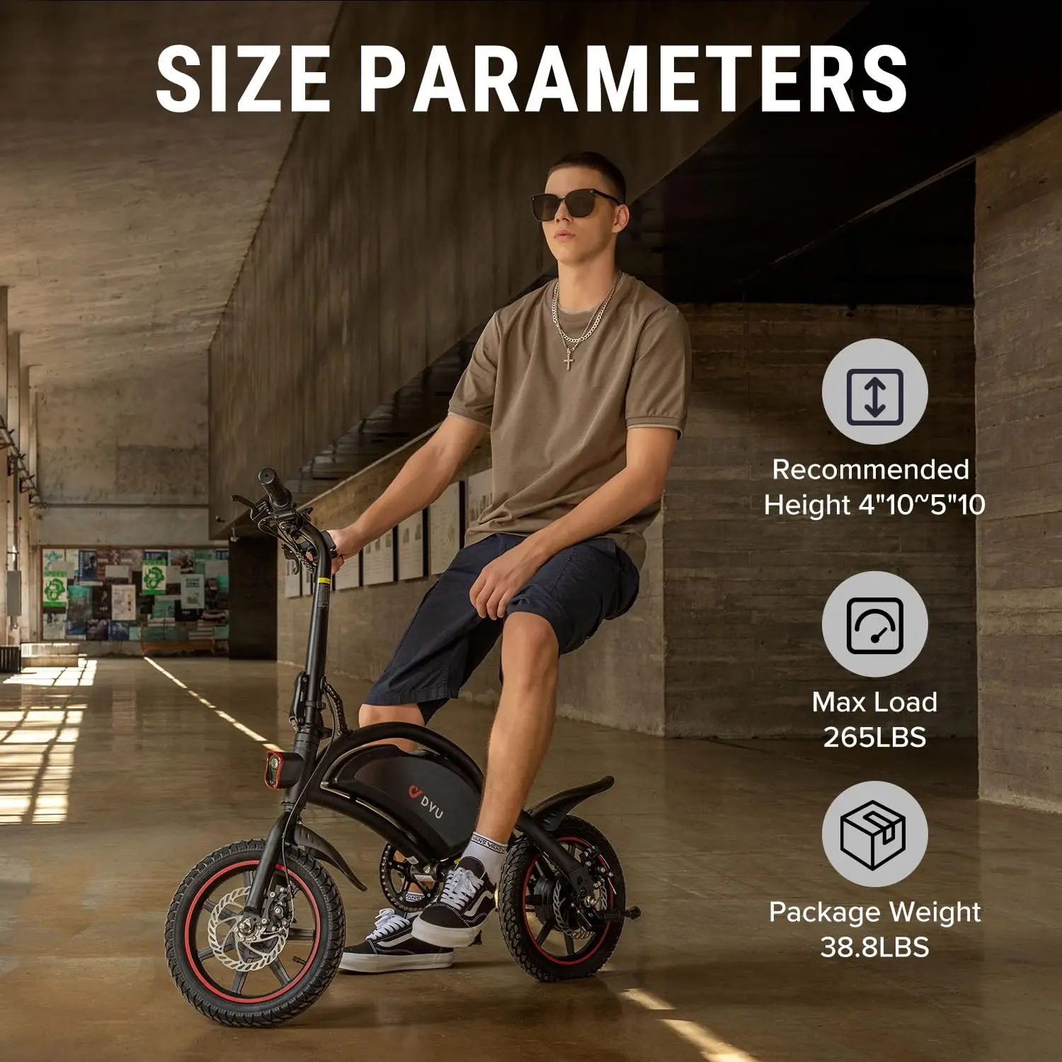 Bicicleta Eléctrica Plegable Freestyle Dyu para Adultos y Adolescentes, D3f 14 Pulgadas, Bicicleta Eléctrica Urbana con Motor de 250W y Batería de Litio de 36V 10Ah, Autonomía de 40-45 Millas 6