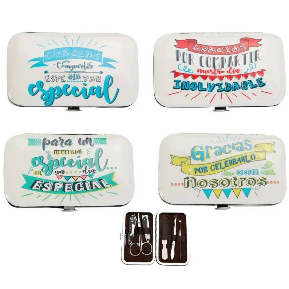 Lote de 12 Set de Manicura Frases Gracias" - Estuches Manicura Detalles Bodas, regalos y recuerdos para invitados mujeres, bodas, boda, comuniones, cumpleaños, navidades