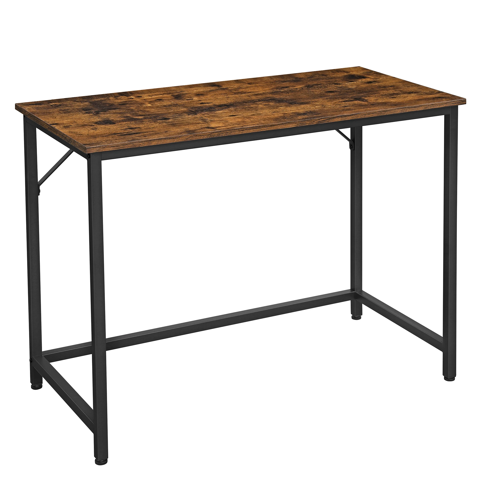 Vasagle desk, small office table and work station, table for teleworking, study, bedroom, 50 x 100 x 76 cm, industrial style, metal structure, rustic brown and ink black