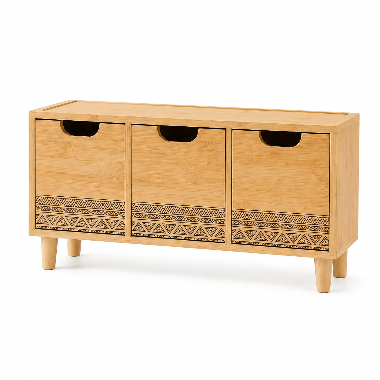 LINHOME RS02168 Mini Cassettiera in Legno e Bambù con 4 Cassetti per Piccoli Accessori, 21x16x28cm - Mini Organizer da Scrivania Multiuso