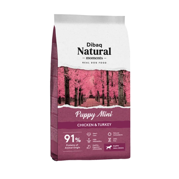 Dibaq Natural Dog puppy mini chicken Turkey Dog food feed 3 Kg