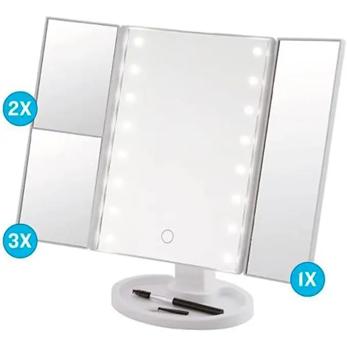 Allpercom white bathroom mirror 18x11x30cm with LED lights