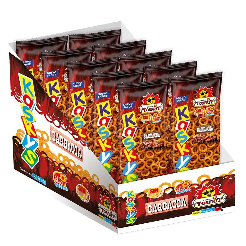 Tosfrit Aperitivos: Caja de Kaskys BBQ - Aros de Maíz Fritos Sabor a Barbacoa - Elige Tu Tamaño