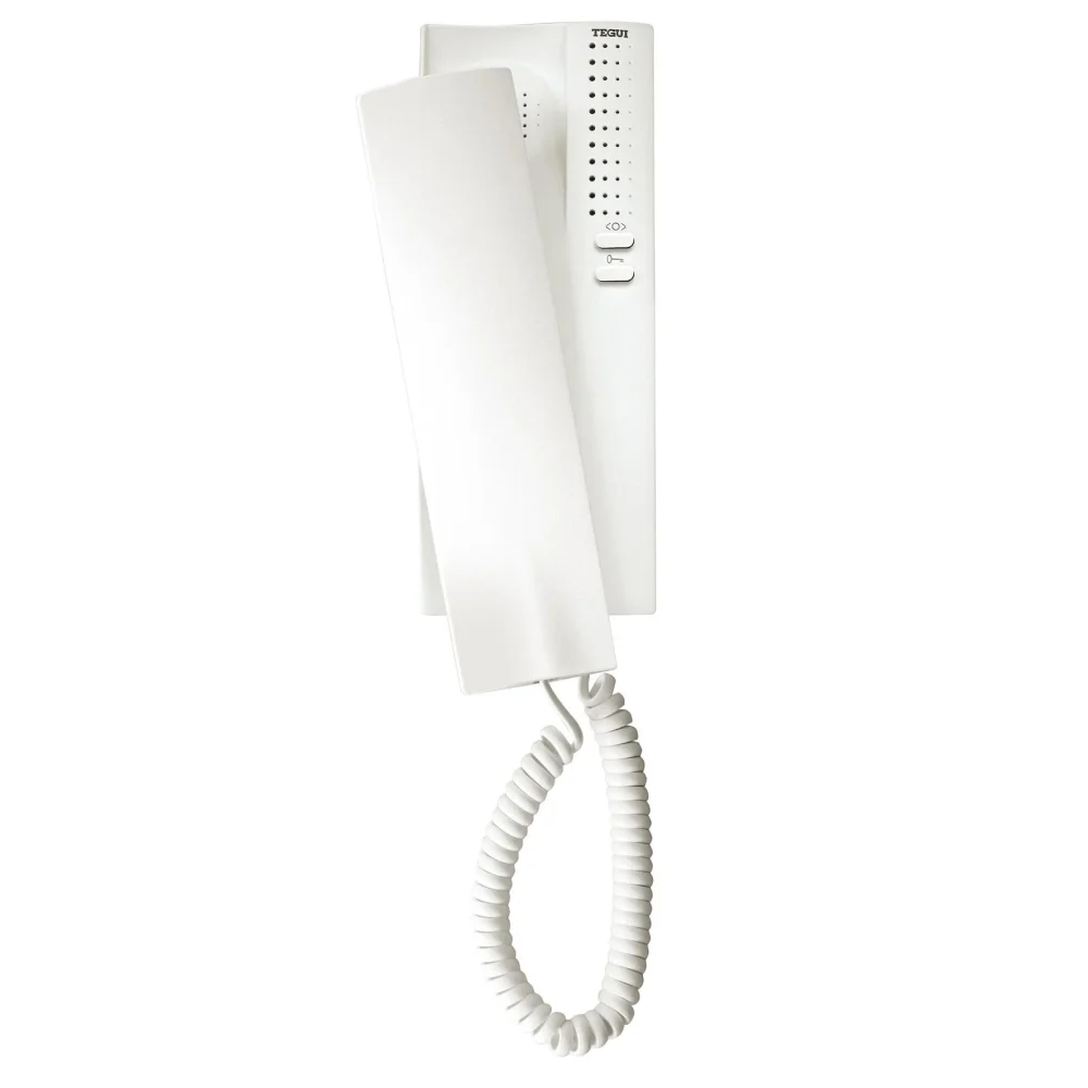 TEGUI T-71U 374240 Teléfono Blanco Universal 4+N Hilos, Portero Automático Interior con Abrepuertas y Tecla Auxiliar, Compatible Sistemas Convencionales, Sustitución Fácil para Vivienda y Oficina