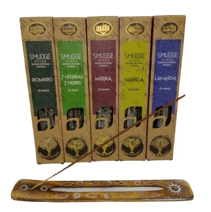 Pack of organic artisan incenses plus wood burner. 5 boxes of 25gr