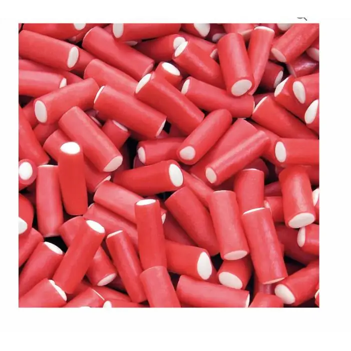 HARIBO BALLA BALLA FRESA 1KG son geles dulces en forma de tubito con exterior Rojo sabor Fresa e interior de pasta de azúcar sabor nata.. Sabor de Haribo TOP original calidad de confianza