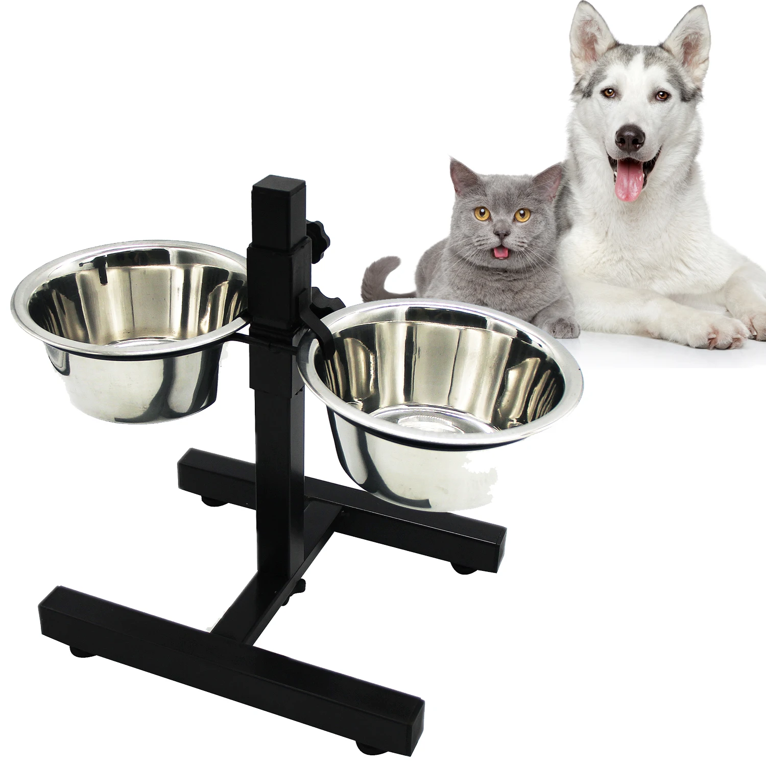 Comedero y bebedero para perros de acero inoxidable | altura ajustable 🐶