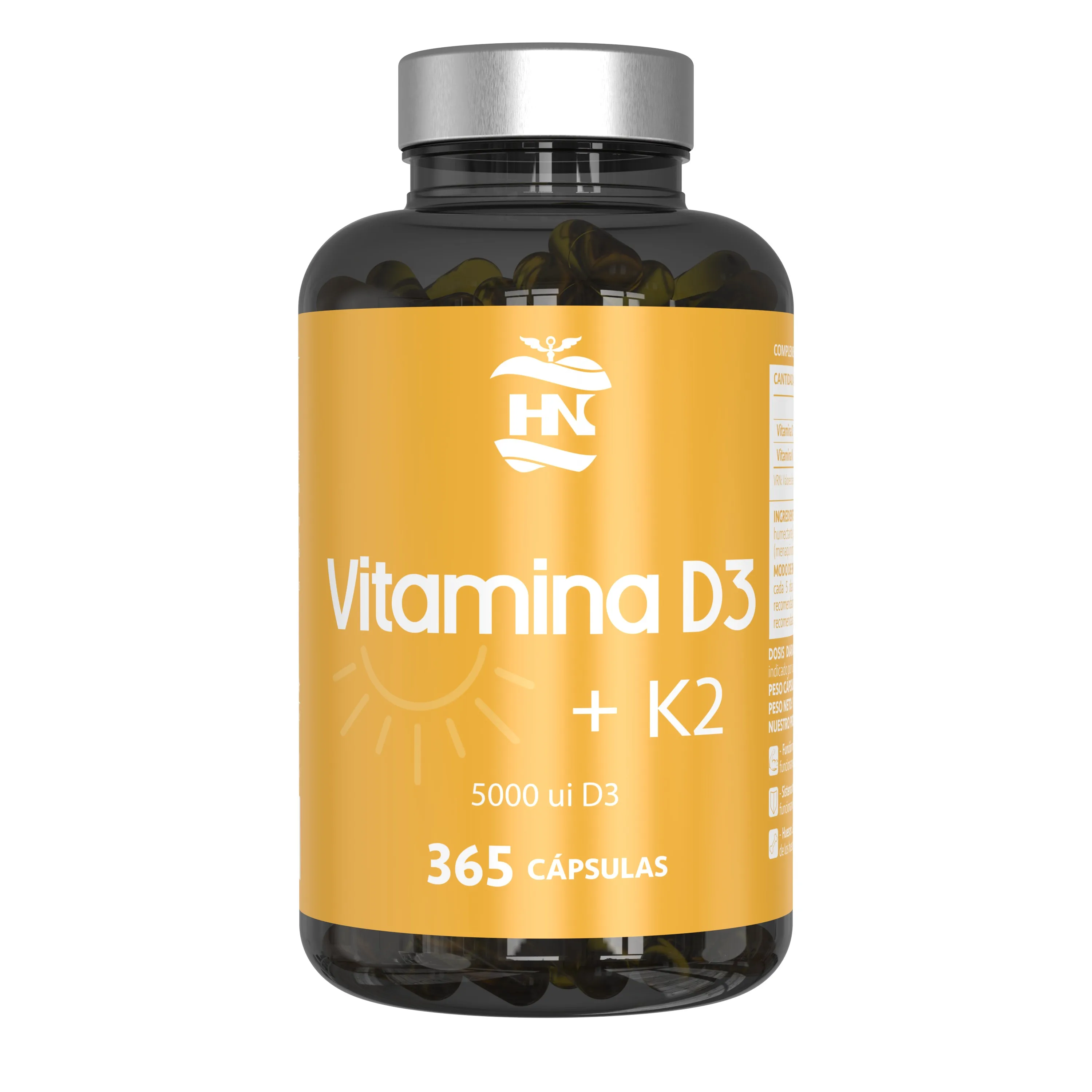 Hn Vitamina D3 + K2 365Caps - Imagen 3