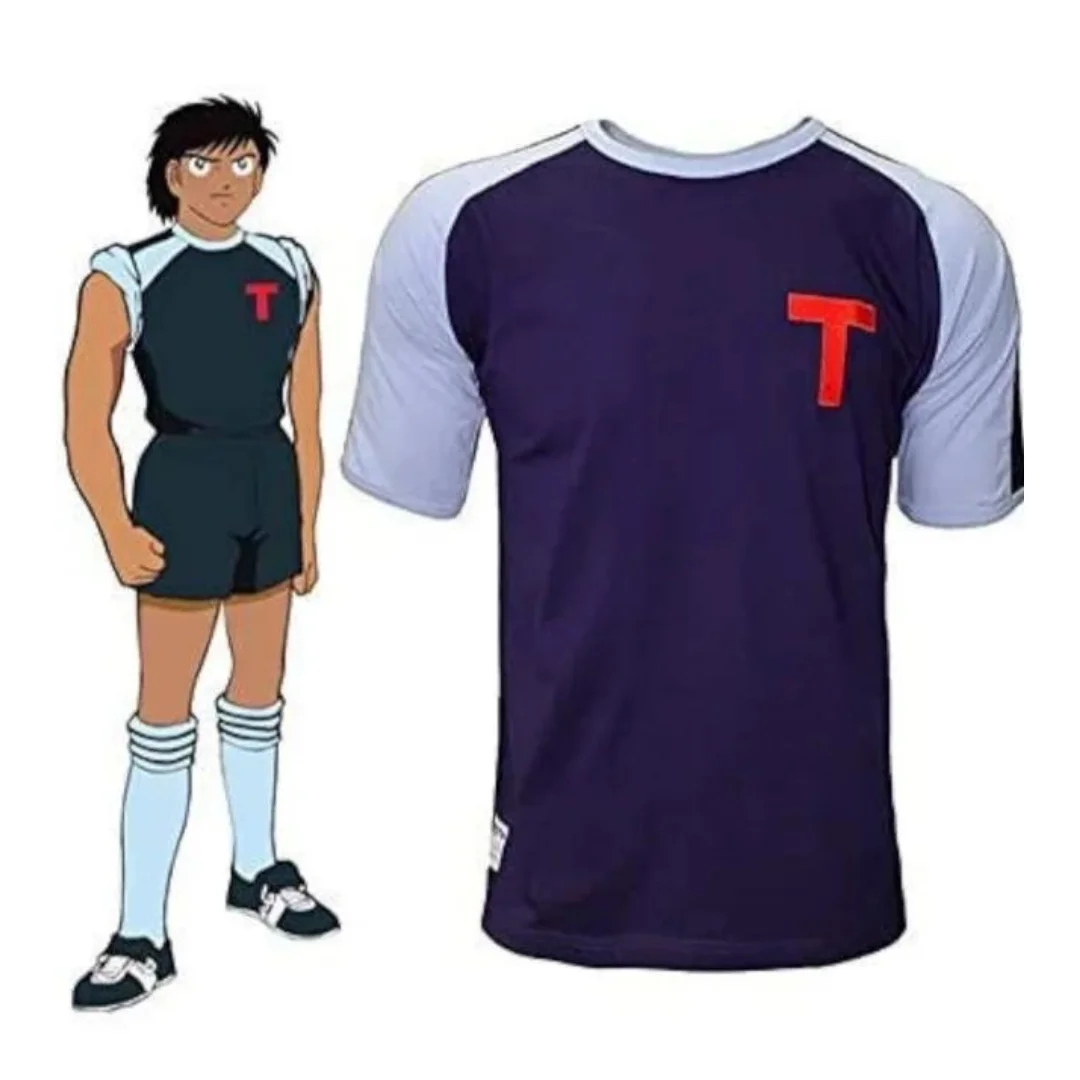 Newteam Toho Mark Lenders Navy Blue Short Sleeve Embroidery Printed Official Product 100% Cotton Oliver and Benji champions to the World Super champions Captain Tsubasa FC Nankatsu for collectors and fans of series