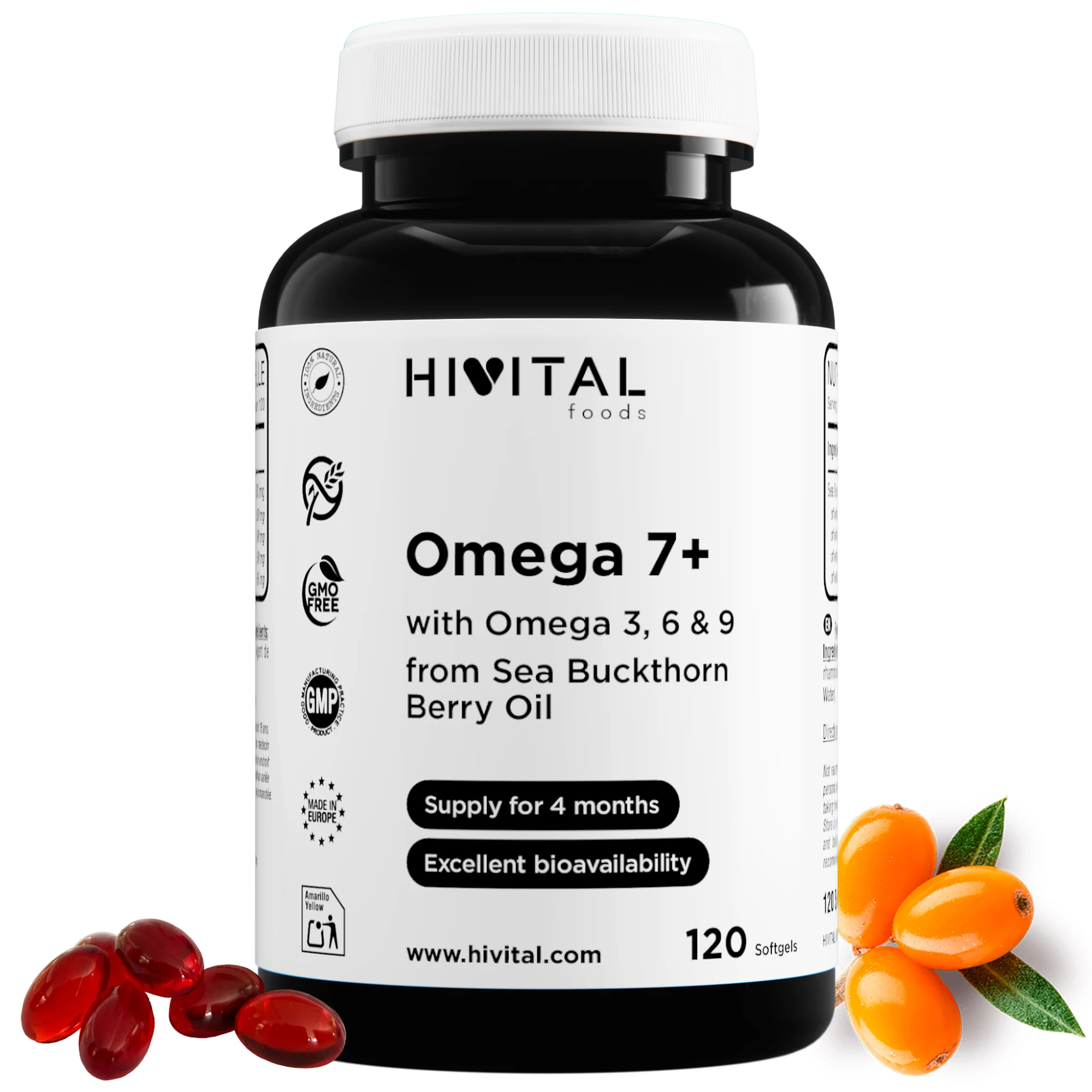 Omega 7+ Espino Amarillo 500 mg | 120 perlas. Hivital
