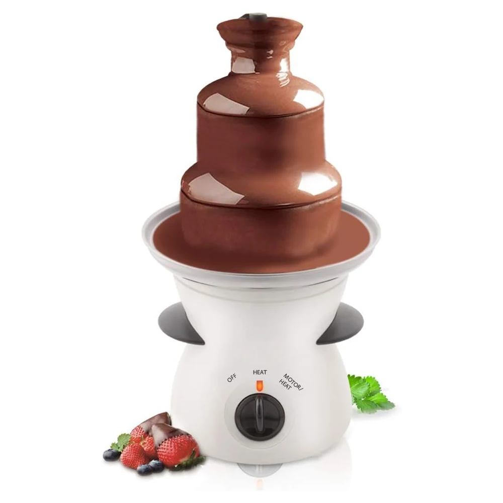 Silvano 3 tier chocolate fondue fountain, 80w, electric stainless chocolate warmer machine, hot and melt chocolate, butter and cheese, ideal for parties, events and weddings. excellent for chocolate lovers, 500 ml.