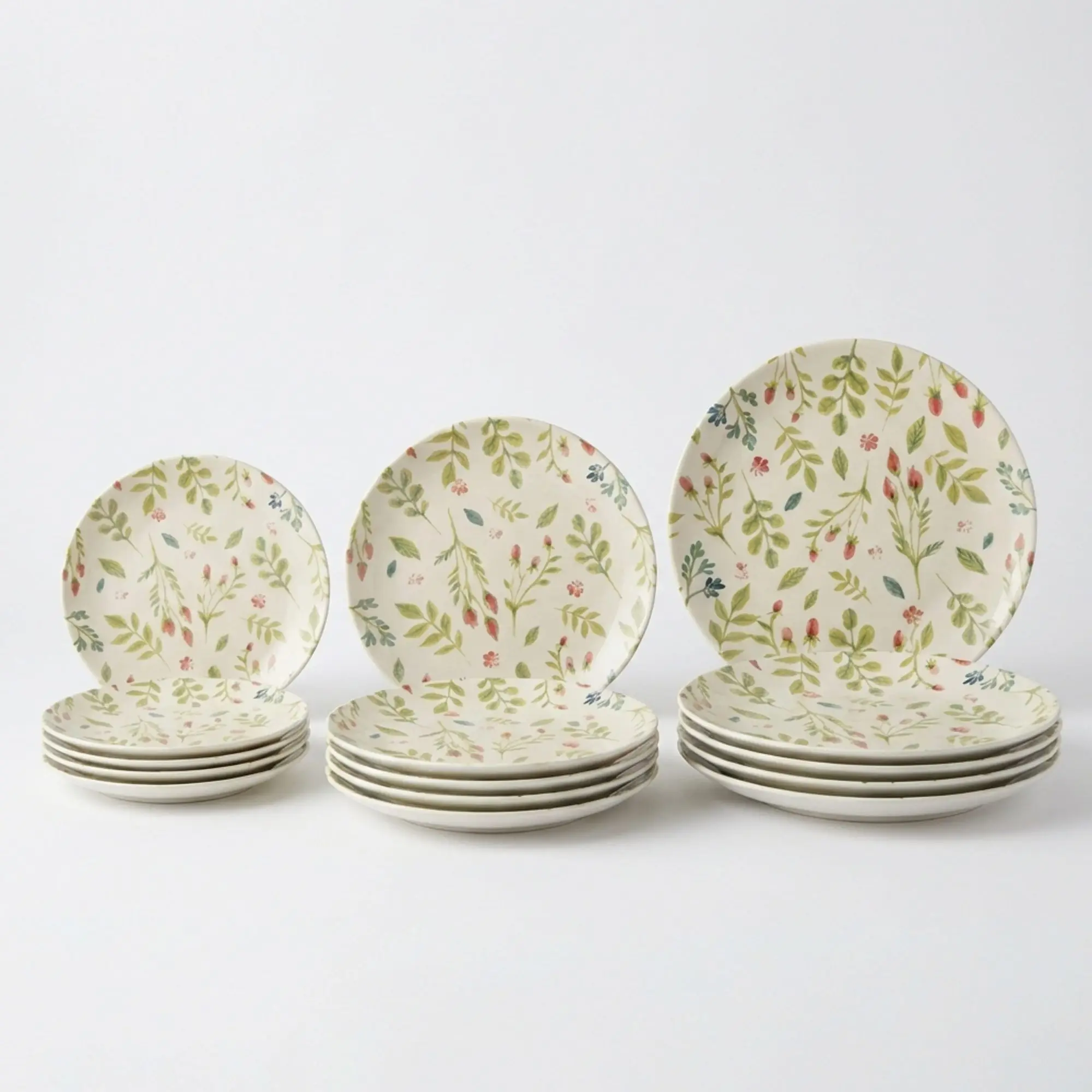SANTA CLARA | Vajilla Completa 12 Piezas de Cerámica Stoneware para 4 Personas, Forma Coupe Redonda, Diseño Decorado Actual, Apta para Microondas y Lavavajillas, Uso Diario en Hogar y Cocina