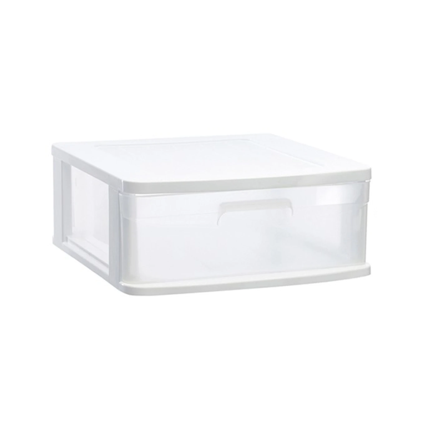 Tradineur - Cajonera sena 1 cajón, plástico blanco, 17,5 x 39 x 40 cm, cajón de almacenaje opaco, organizador auxiliar multiusos, almacenamiento escritorio, armario, baño, oficina