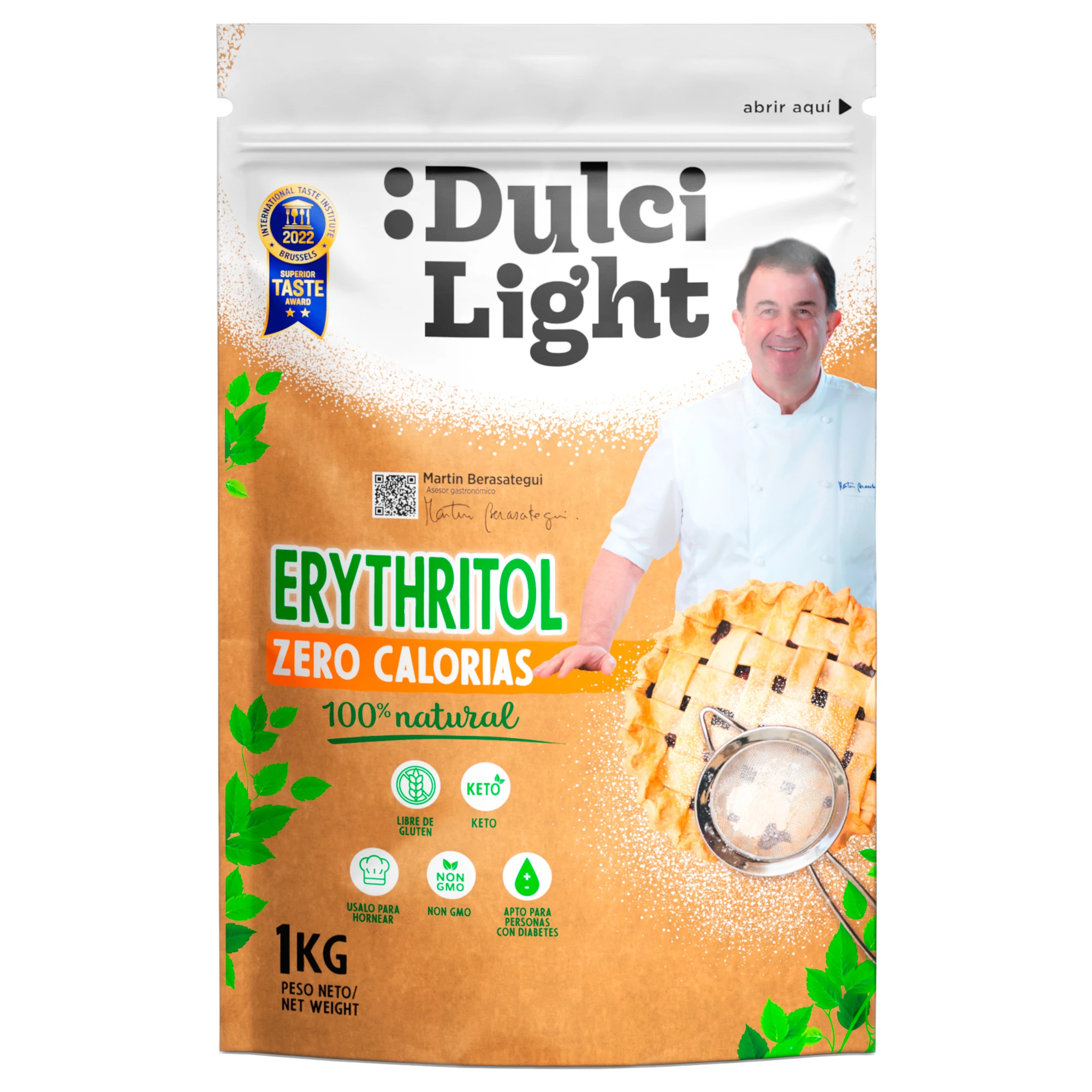 Dulcilight erythritol sweetener 1kg zero calories sugar substitute natural flavor 70% non-gmo sugar sweetness keto certified vegan gluten free take care of your teeth without bitter taste #1
