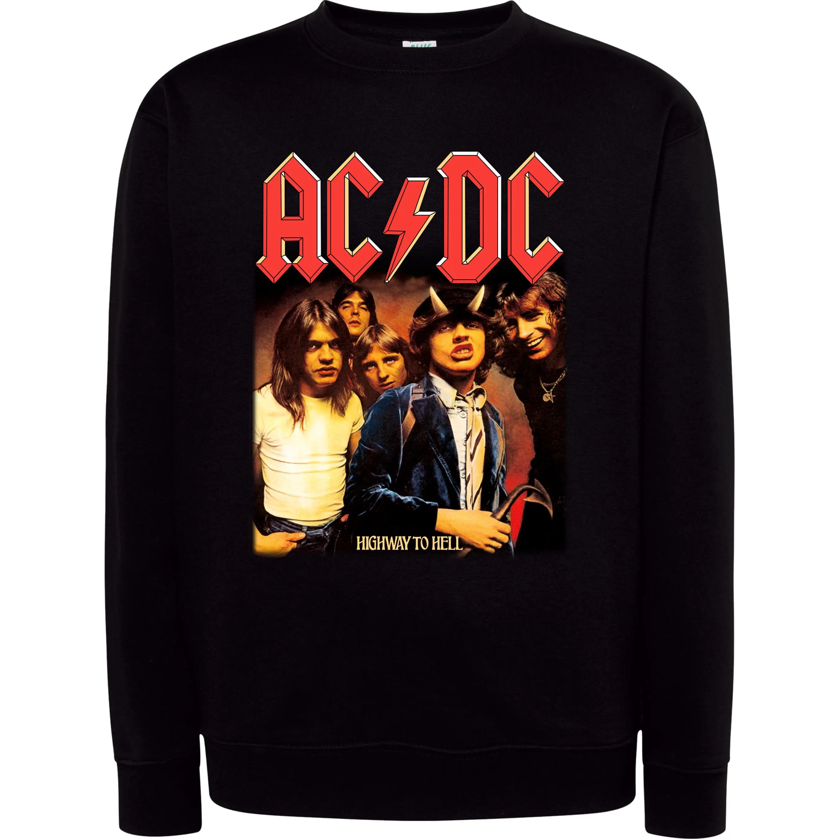 Round Neck Sweatshirt, ACDC Highway to Hell, Cotton and Polyester, 290 grms/m2-European Size for Children and Adults and Large Size