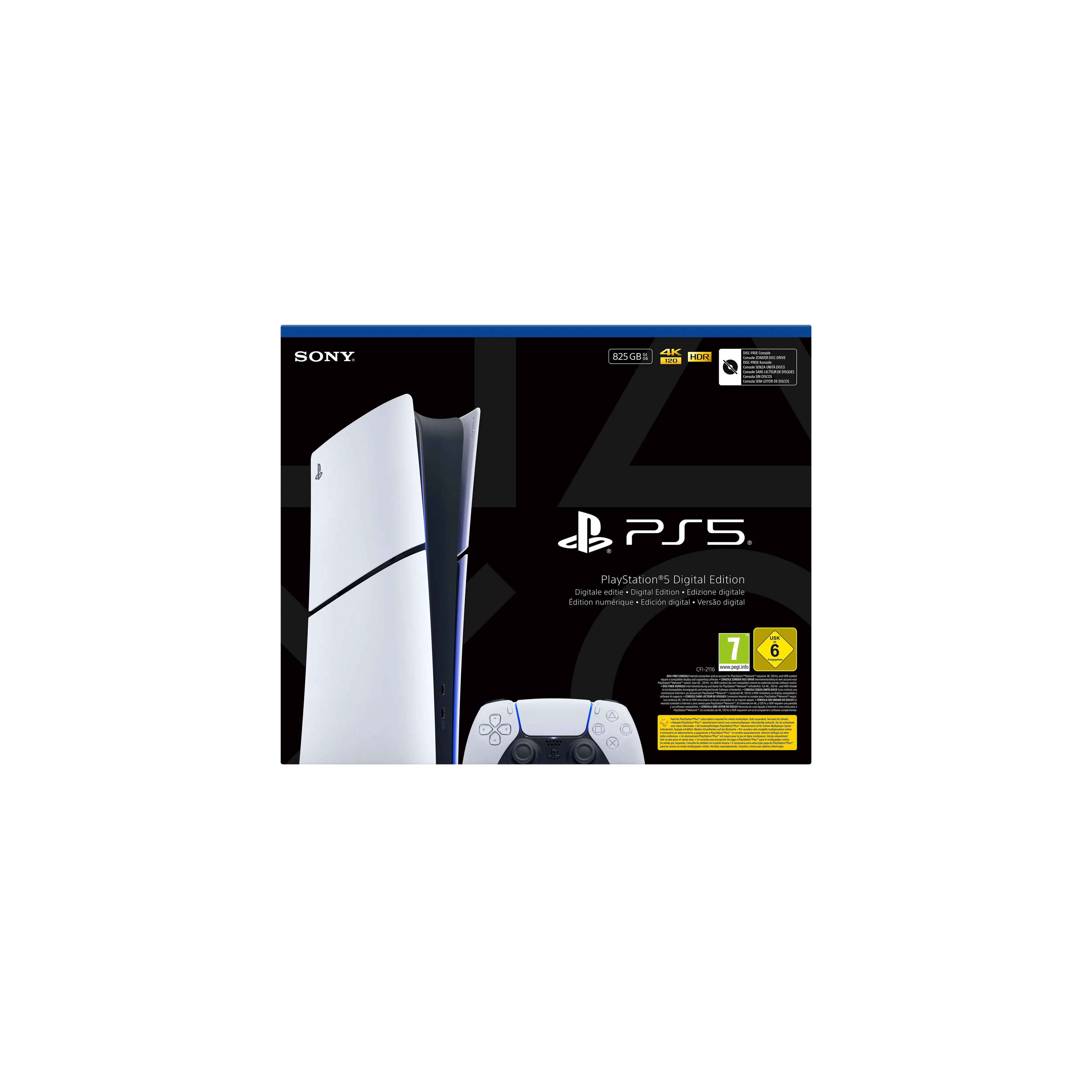 Consola Sony PlayStation 5 Digital Edition con 825 GB de almacenamiento SSD y conectividad Wifi en color blanco y negro - Imagen 9