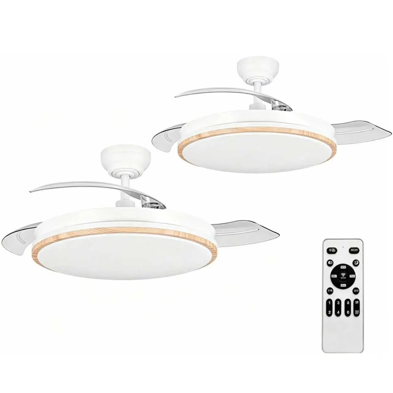 Ventilador de Techo OStarkDom con Luz LED Retráctil 106cm, 3 Aspas, Potencia Total 72W, Sin APP, con Mando a Distancia, Temporizador, 6 Velocidades, 3 Temperaturas de Luz, Función Verano-Invierno,
