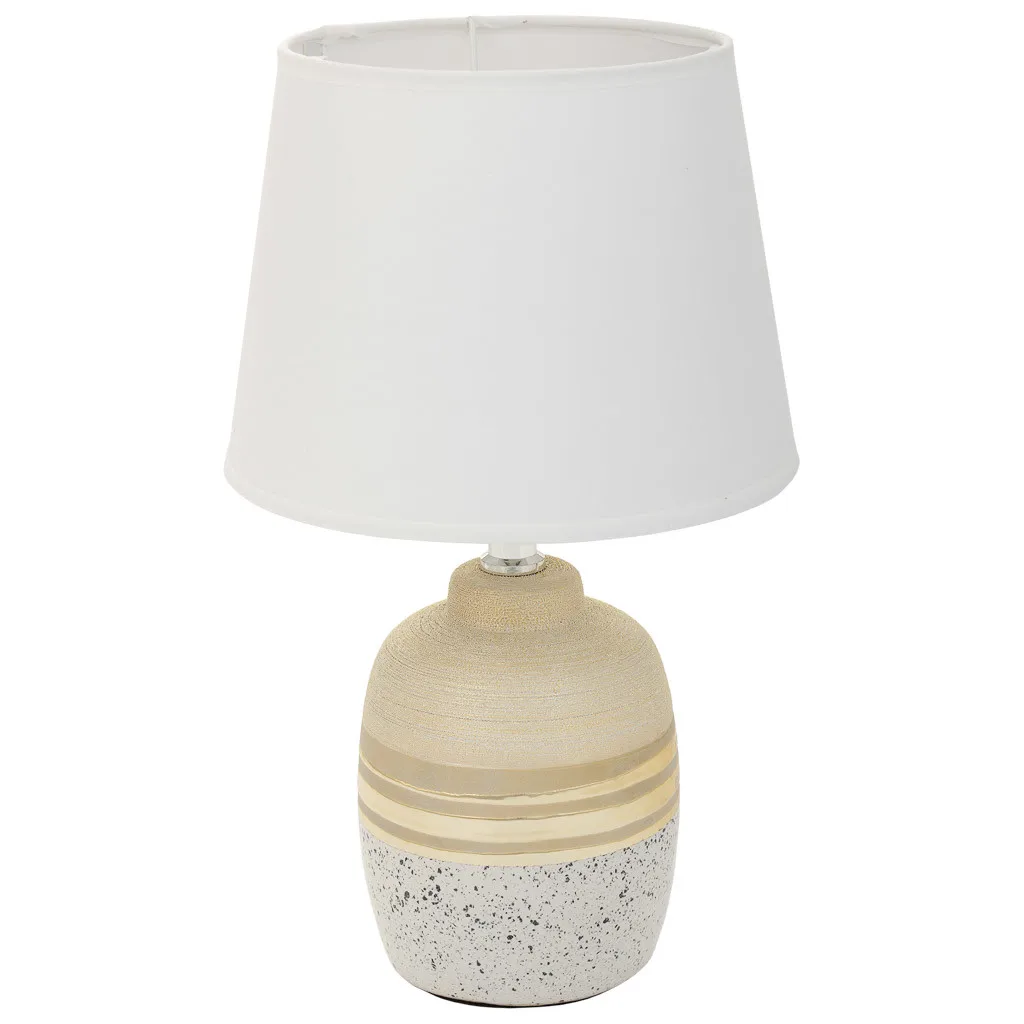 WANDERLUST DECO Lámpara de Mesa de Cerámica Oro 12x12x23h Cm - Combina Colores Blanco y Arena