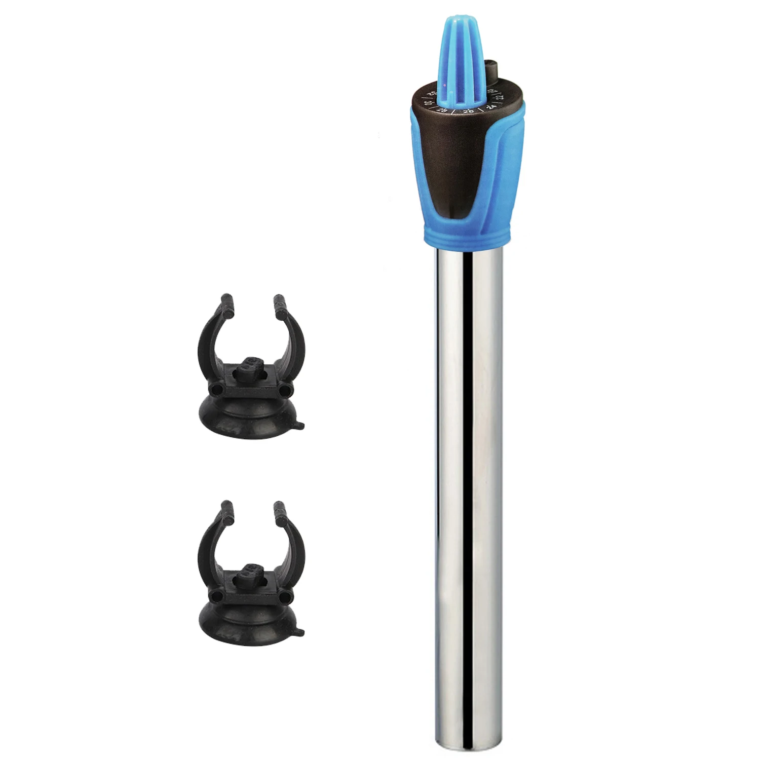 Calentador Acuario Sumergible 200W para Tanque de Pescados Acero Inoxidable 28cm con 2 Ventosas BPS-6086